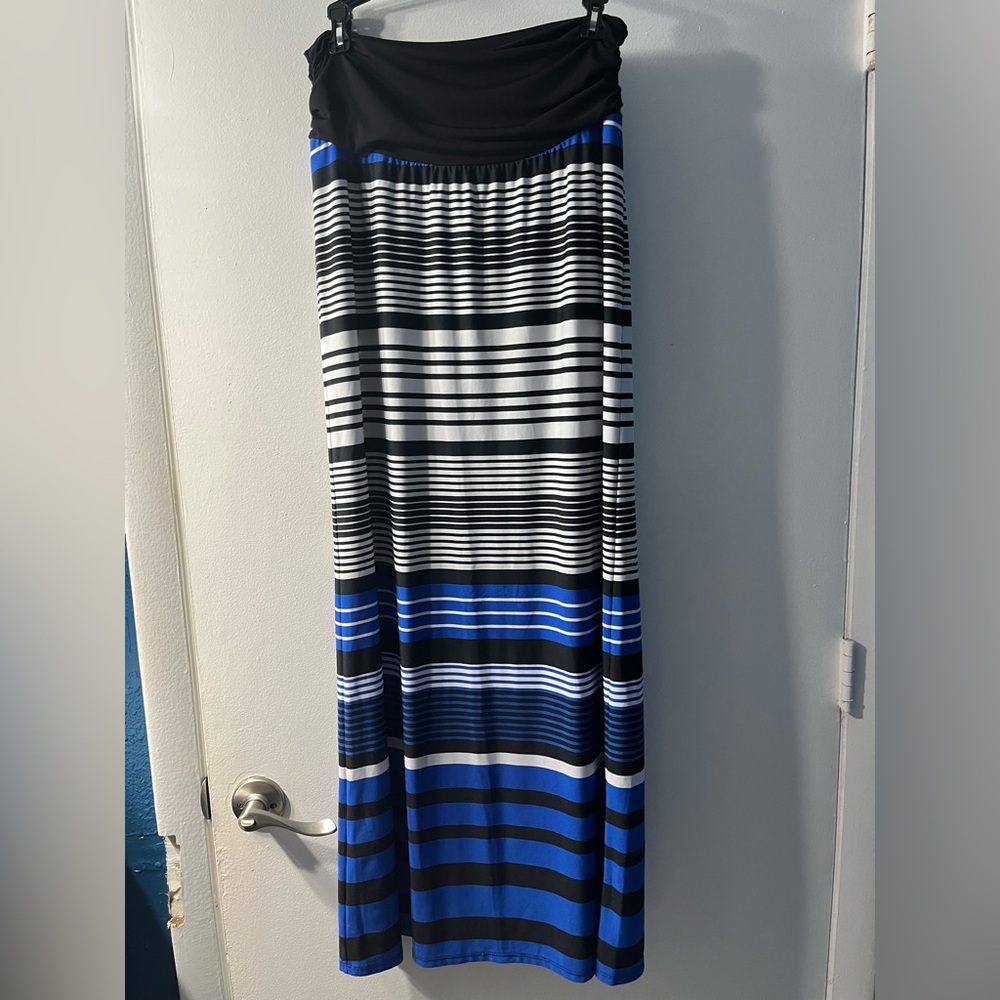 Apt.9 - Striped Blue and Black Maxi Skirt